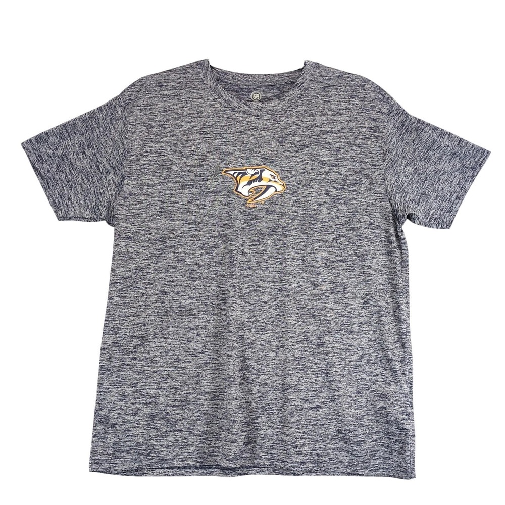 NHL Nashville Predators Logo Gray T-Shirt Mens XL Hockey Performance Tee Marled